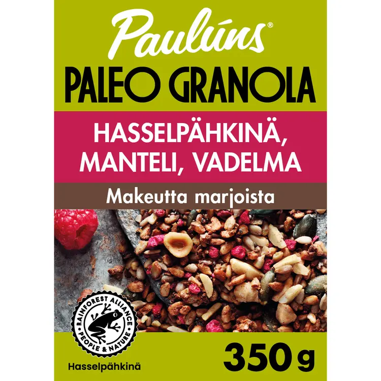 Pauluns paleo hasselpähkinä granola siemenmysli 350g