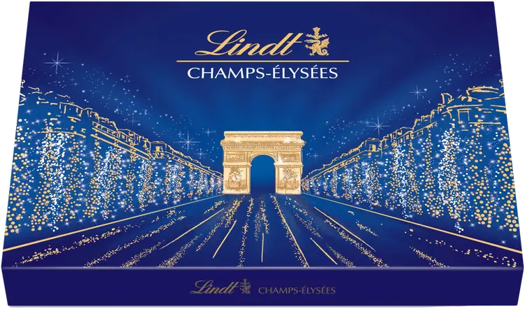 Lindt CHAMPS ÉLYSÉES valikoima hienoja maito-, tumma- ja valkosuklaakonvehteja rasia 469g