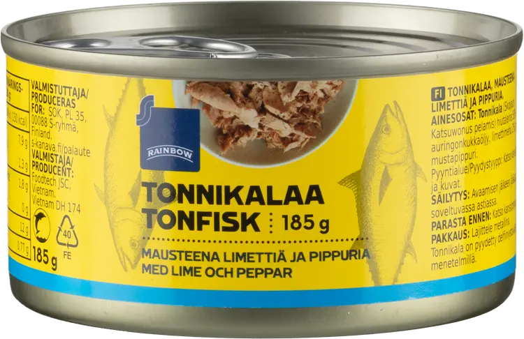 Rainbow 185/110g tonnikalaa limetillä ja pippurilla