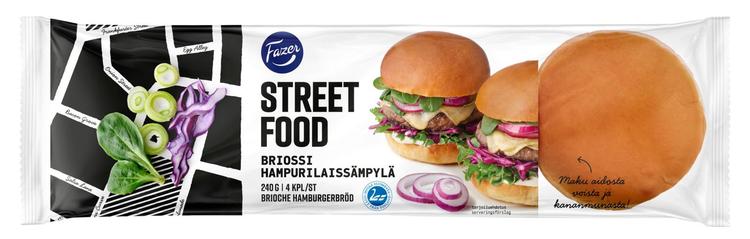 Fazer Street Food 240g 4kpl Briossi hampurilaissämpylä sämpylä