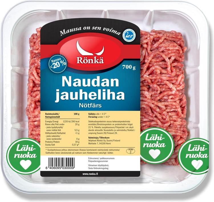 Rönkä Naudan jauheliha 20% 700g
