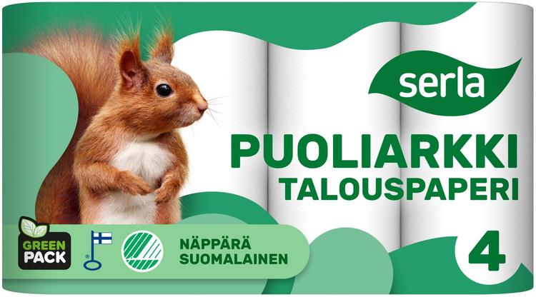 Serla talouspaperi puoliarkki 4rl valkoinen