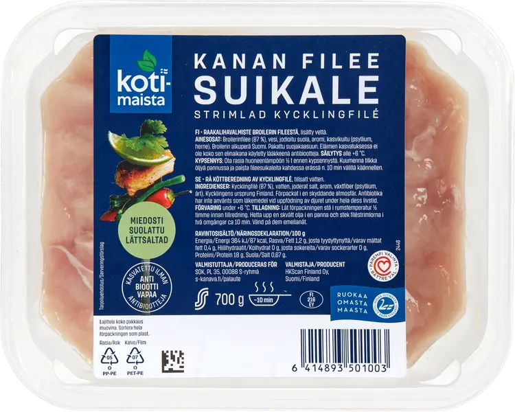 Kotimaista Kanan fileesuikale miedosti suolattu 700 g