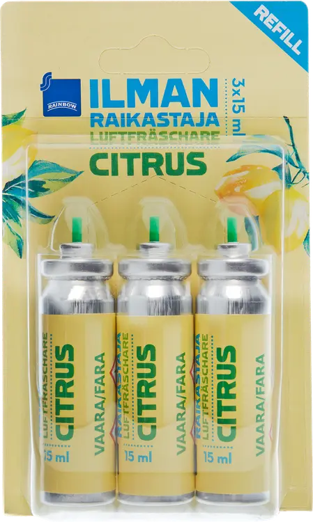 Rainbow ilmanraikastaja Citrus täyttöpakkaus 3x15ml