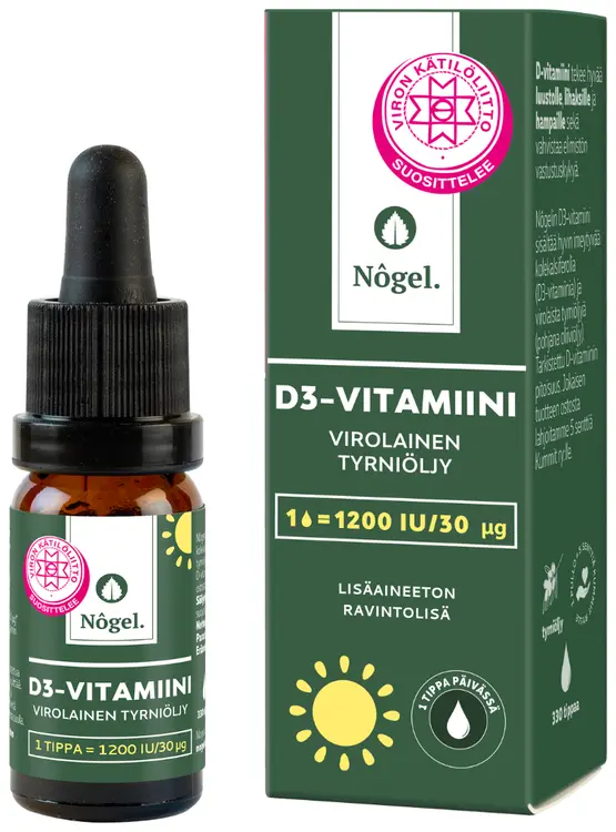 Nôgel D3-tipat tyrniöljyllä, 1200 IU, 10 ml