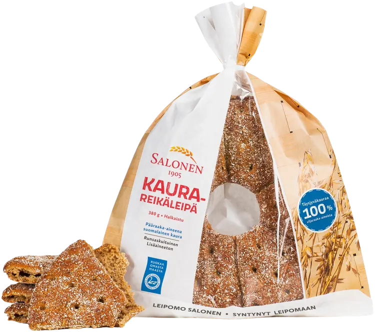 Leipomo Salonen Kaurareikäleipä 380 g kauraleipä, halkaistu