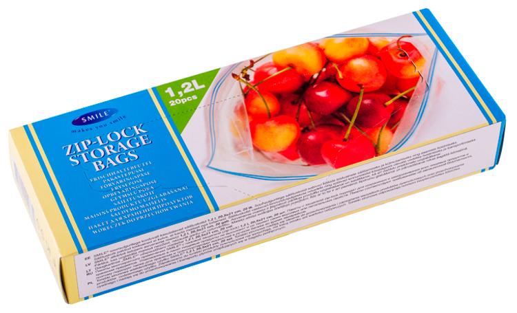 Smile tupla urasulkimella säilytyspussit, 1,2L, 20,5 x 21cm, 20kpl