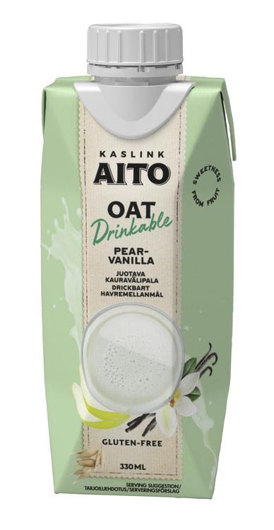 Fazer Aito gluteeniton juotava päärynä-vanilja kauravälipala 330ml