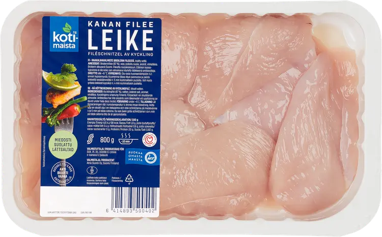 Kotimaista Miedosti Suolattu Kanan Fileeleike 800g