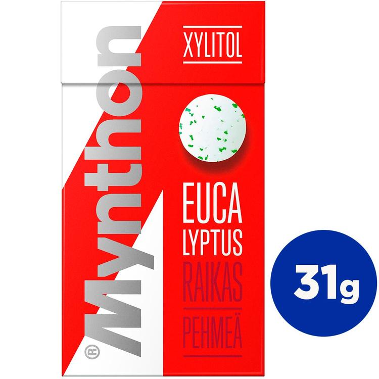 Mynthon Xylitol Eucalyptus +B-vitamiini & Kalsium ksylitolipastilli 31g