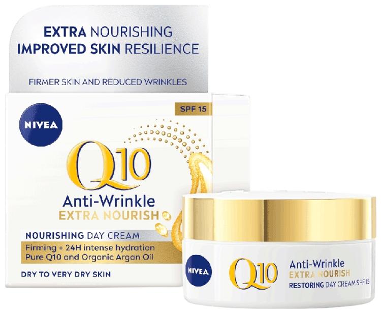 NIVEA 50ml Q10 Anti-Wrinkle Extra Nourish Day Cream -päivävoide