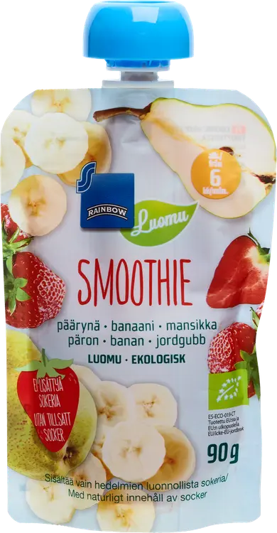 Rainbow 90g Smoothie päärynä-banaani-mansikka, luomu