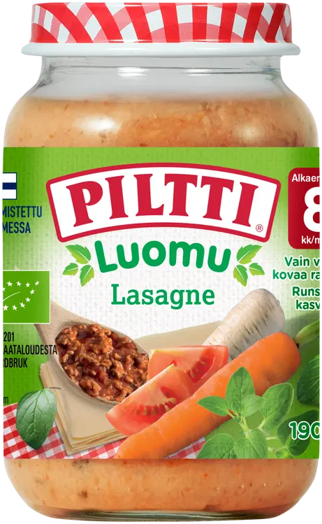 Piltti Luomu 190g Lasagne lastenateria 8kk