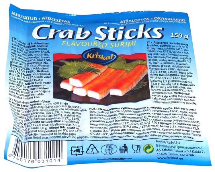 Krabimaitselised pulgad, jahutatud 150 g