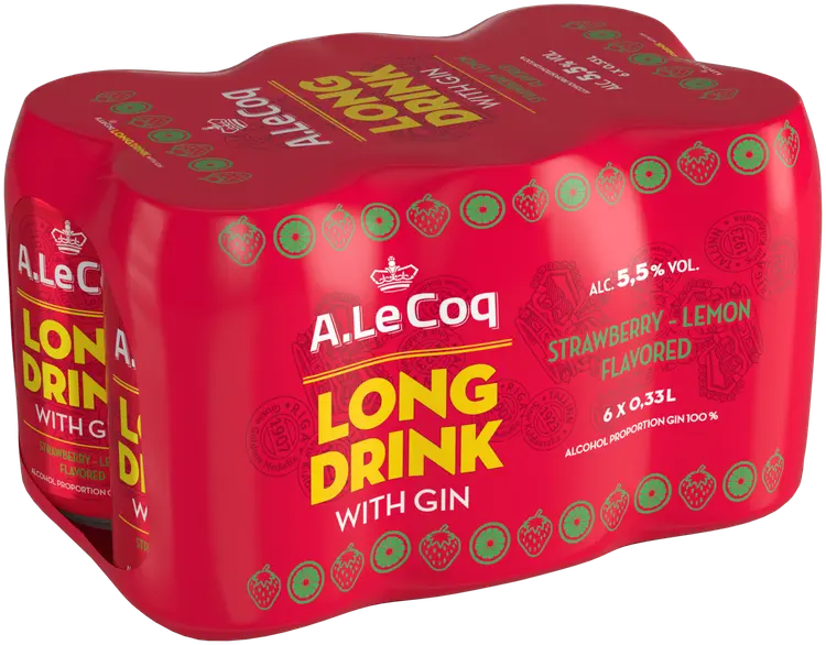 6xA. Le Coq GIN Strawberry-Lemon Long Drink 5,5 % 0,33 l tlk