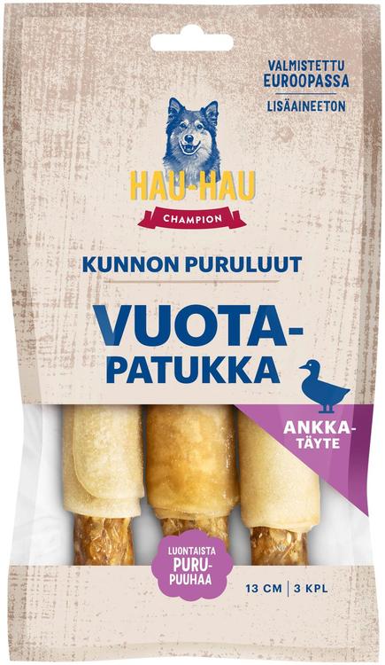 Hau-Hau Champion Kunnon puruluut Vuotapatukka ankkatäytteellä 13 cm, 3 kpl, 150 g