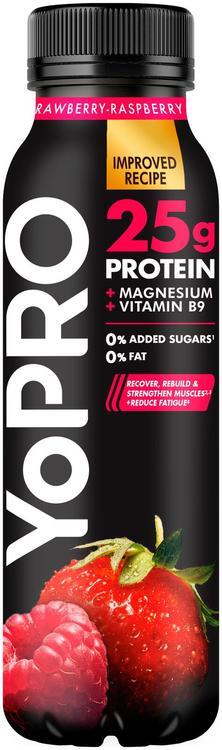 Danone YoPro juotava jogurtti, runsasproteiininen, mansikka-vadelma, laktoositon 300g
