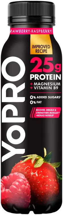 Danone YoPro juotava jogurtti, runsasproteiininen, mansikka-vadelma, laktoositon 300g