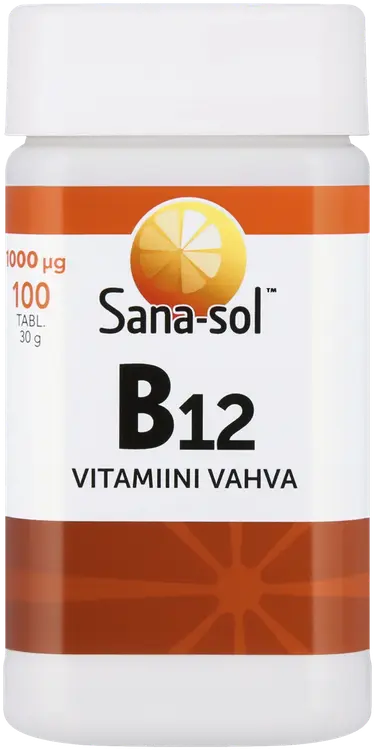 Sana-sol B12-vitamiini 1000µg vahva vitamiinitabletti ravintolisä 100tabl