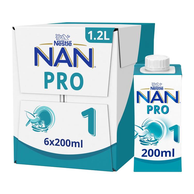 6x Nestlé Nan 200ml Pro 1 maitopohjainen käyttövalmis äidinmaidonkorvike