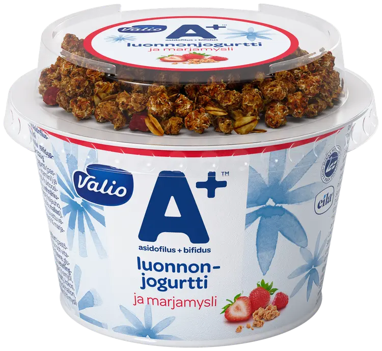 Valio A+™ luonnonjogurtti ja marjamysli 200 g laktoositon