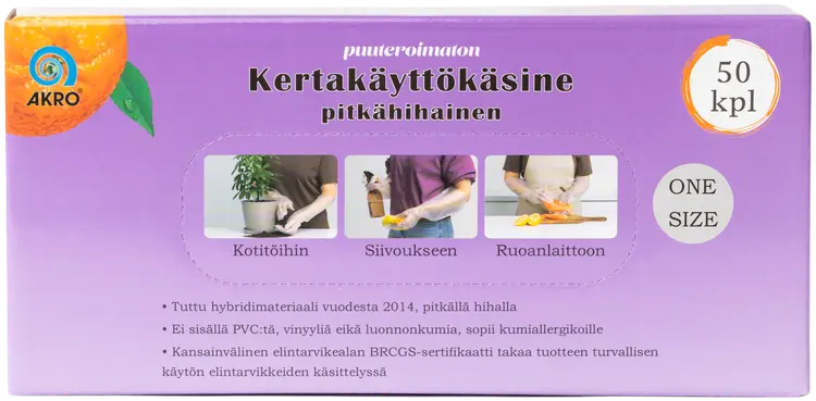 Akro kertakäyttökäsine pitkä hiha 50kpl