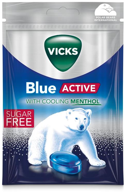 Vicks Blue active sokeriton kurkkupastilli 72g