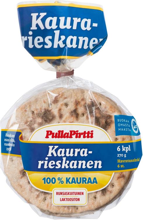 Pulla-Pirtti Kaurarieskanen 6/270g laktoositon runsaskuituinen 100 % kaurarieska