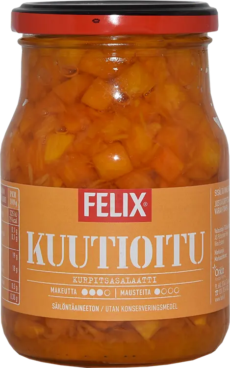 Felix kurpitsasalaatti, kurpitsakuutioita mausteliemessä 380/250g