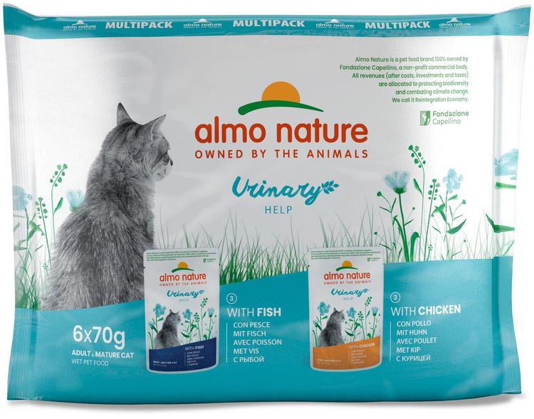 Almo Nature Holistic Urinary Help kissan täysravinto kala- ja kanamaut 6x70g
