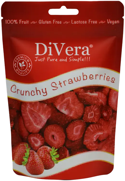 DiVera Just Pure and Simple!!! Pakastekuivattuja, viipaloituja mansikoita 20g