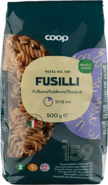 Coop Fusilli täysjyväpasta 500 g