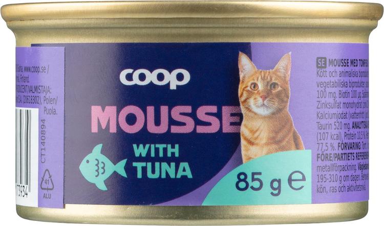 Coop tonnikalaa sisältävä mousse täysikasvuisille kissoille 85 g