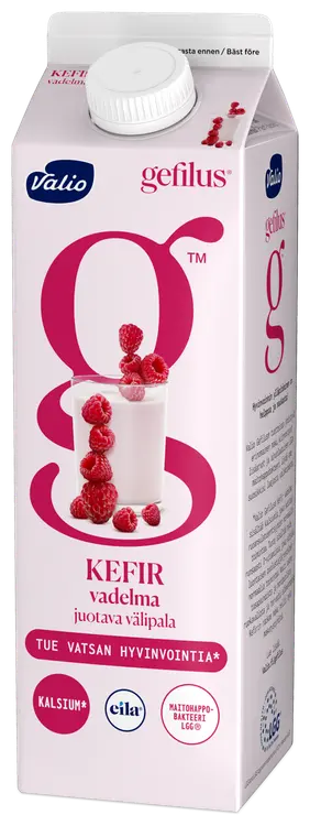 Valio Gefilus® Kefir juotava välipala 1 kg vadelma laktoositon