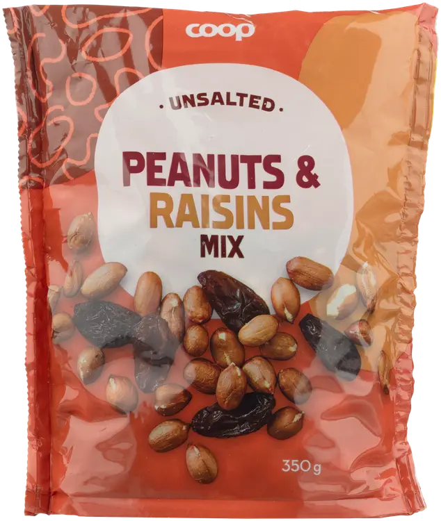 Coop maapähkinä-rusinasekoitus suolaamaton 350g