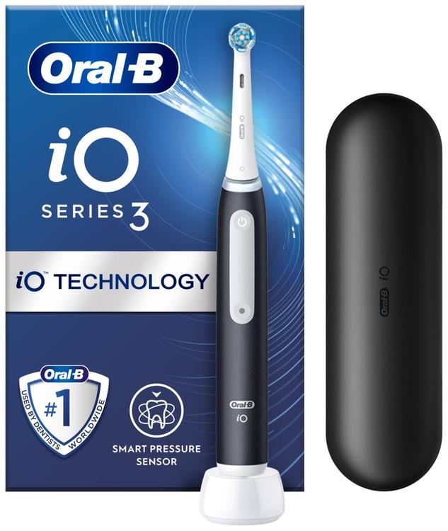 Oral-B iO 3S Black -Sähköhammasharja Braun-tekniikalla + matkakotelo