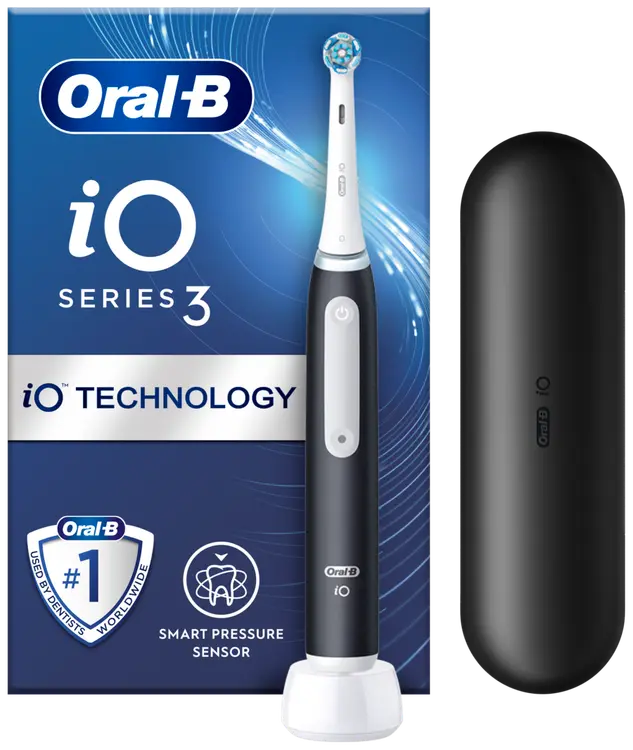 Oral-B iO 3S Black -Sähköhammasharja Braun-tekniikalla + matkakotelo