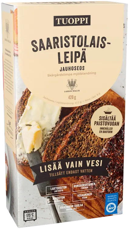 Tuoppi Saaristolaisleipä jauhoseos, laktoositon, maidoton, runsaskuituinen, vegaaninen 420g