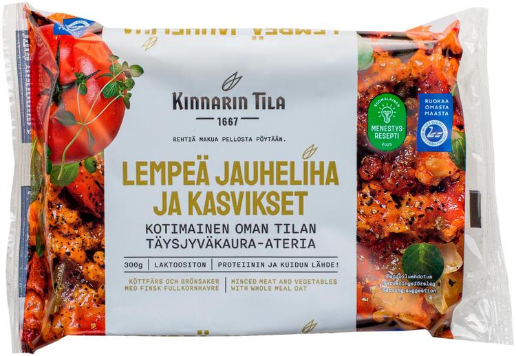 Kinnarin Tila 300g Lempeä jauheliha ja kasvikset täysjyväkaura-ateria