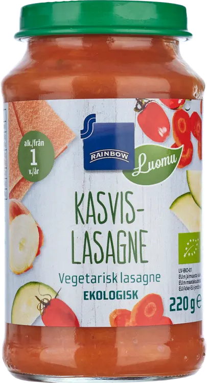 Rainbow luomu kasvislasagne 12kk 220 g