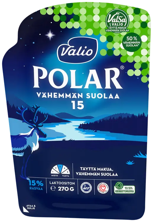 Valio Polar® Vähemmän suolaa 15 % e270 g viipale ValSa®