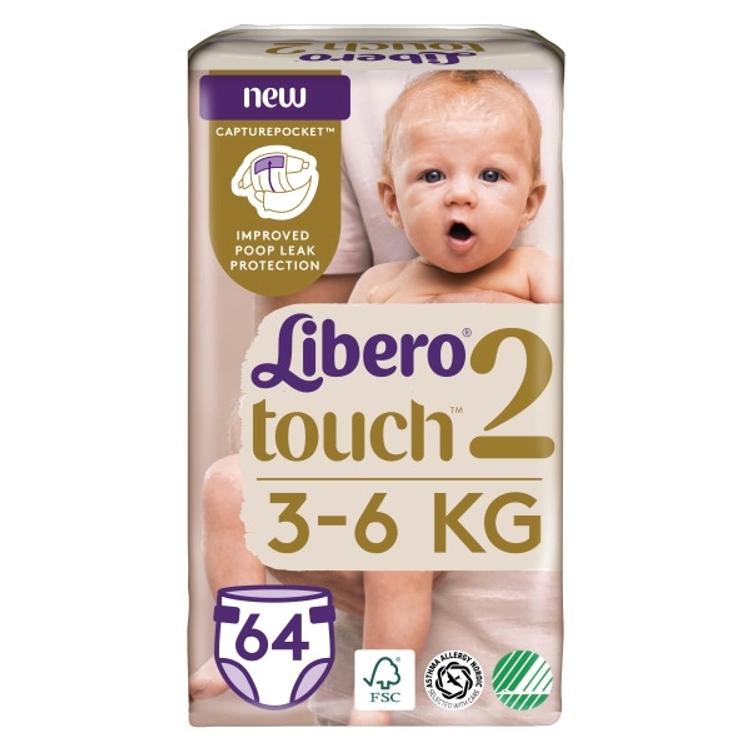 Libero Touch teippivaippa koko 2, 3-6kg 64 kpl