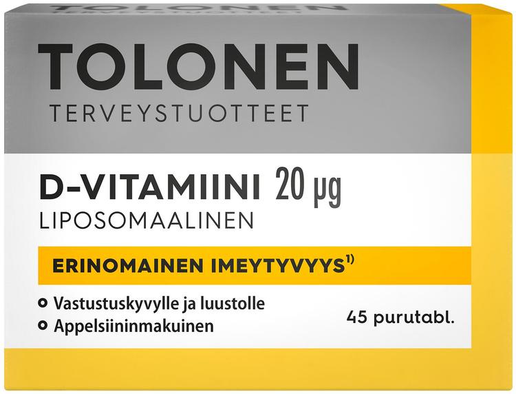 Tolonen Liposomaalinen D3-vitamiini 20µg 24g 45tabl