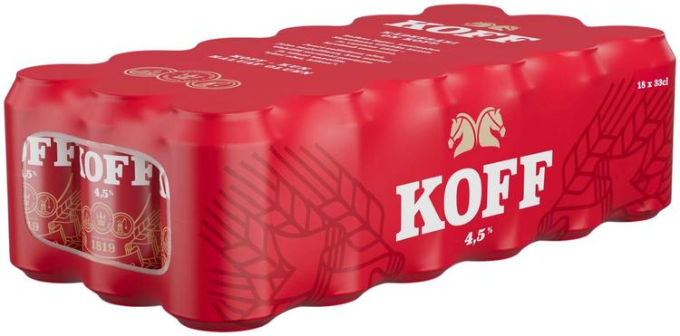 18-pack KOFF Lager olut 4,5 % tölkki 0,33 L