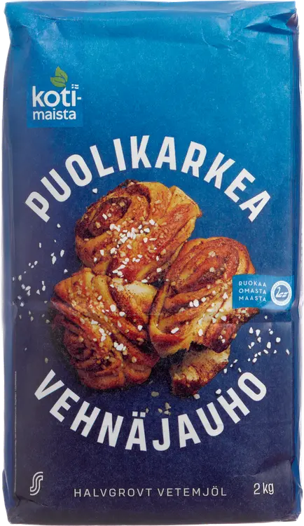Kotimaista puolikarkea vehnäjauho 2 kg