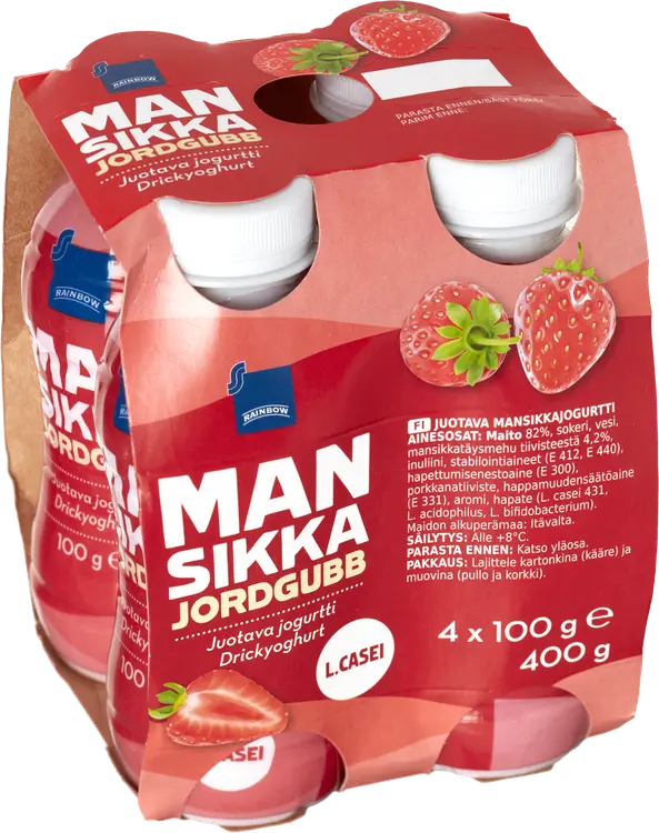 Rainbow juotava mansikkajogurtti 4x100g