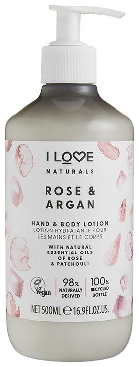 I Love Naturals käsi- ja vartalovoide Ruusu & Argan 500ml