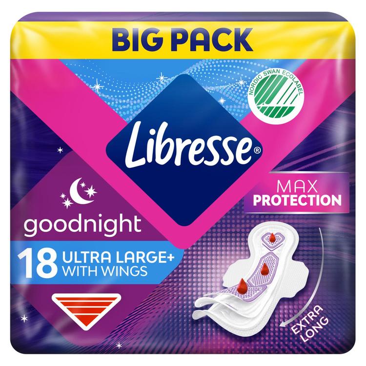 LIBRESSE Night Ultra Large+ wing side 18 kpl Big pack