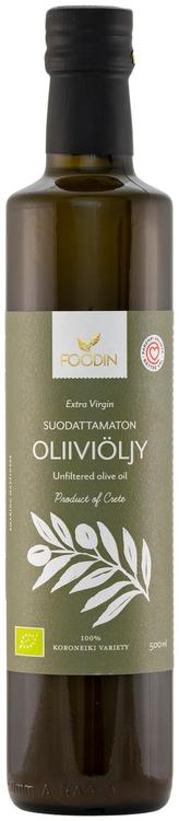 Foodin Suodattamaton Oliiviöljy, Extra Virgin, luomu 500ml