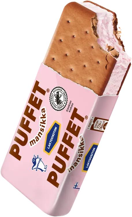 Puffet Mansikka Laktoositon välipalajäätelö 62g/1,1dl